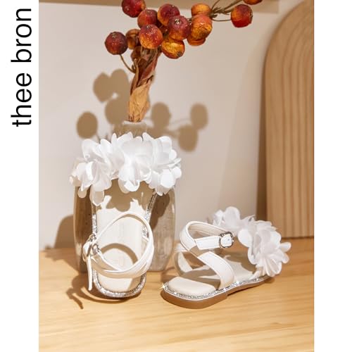 Image of THEE BRON Girls' Toddler Butterfly Sandals Comfy Hook-and-Loop Summer Shoes for Kids(AA404 Toddler,White /6M)