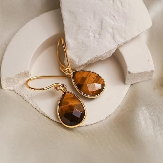 Gempires Teardrop Crystal Earring, Pear Shape Dangle Drop Earrings, Natural Gemstone Earring, Minimal, Everyday Wear, Hypoallergenic 14k Gold Plated, Gift for Mom Wife friend - Image 3