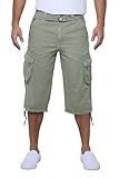 X RAY Men's Belted Long Cargo Shorts for Men, Below Knee Length Mens Cargo Shorts, 3/4 Pants (Big and Tall Shorts for Men) Leaf Green 34