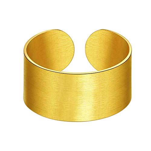 Bague ouverte acier inoxydable bicolore mat et brillant - Anneau large