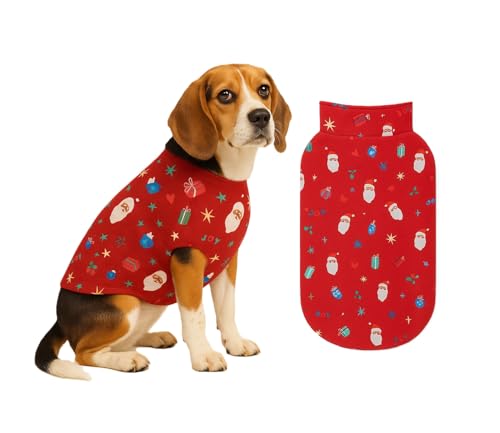 Image of The Pets Company Dog Winter Coat Jacket, Clothes, Windproof, Light Weight, Washable, Ultra Warm Thick Fleece Lined Dog Vest for Cold Weather Protection, (Christmas Cherry, Medium - 20 Inch)