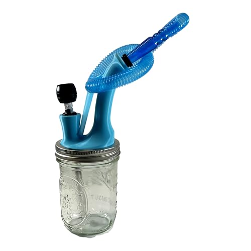 2 in 1 Combo Hookah Pipe Set with Glass Jar Base and Flexible Hose (Turquoise)