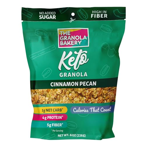 TGB Cinnamon Granola Cereal, Keto Friendly Snack, No Added Sugar, Gluten Free, High Fiber, 8oz Resealable Bag (Pack of 1)