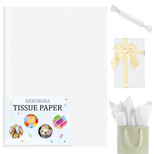 Image of NEBURORA 60 Sheets White Tissue Paper Set Gift Wrap Paper(White)
