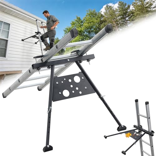 Ladder Stabilizer,Extension Ladder Stabilizer Adjustable Legs 20.1-29.5\"ï¼ŒWall Ladder Standoff Aviation Grade Aluminium,Ladder stabilizer for Roof Gutter ï¼ŒBuilt-in Tool Tray, Anti-Slip Rubber Feet.
