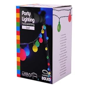Spetebo LED Party Lichterkette mit 80 Kugeln - bunt - Festbeleuchtung mit ca. 16 m Länge - Pavillon Außen Party Garten Balkon Beleuchtung kabelgebunden mit Netzteil