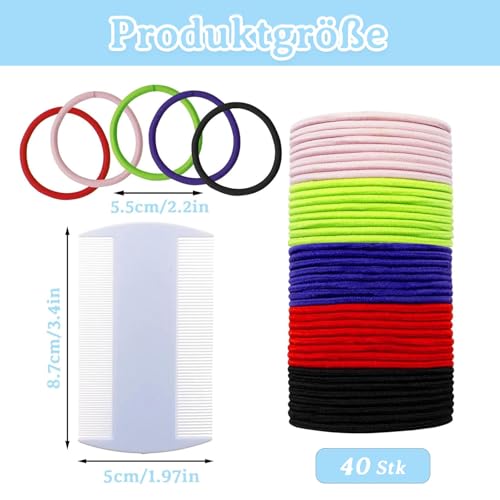 ZOCONE Anti Laus Haargummi 40 Stück, Behandlung gegen Kopfläuse Anti-Läuse, Natürlich und Wirksam hilft, Läusen Vorzubeugen Haargummi Gummiband Mit Extra feiner Zahnkamm