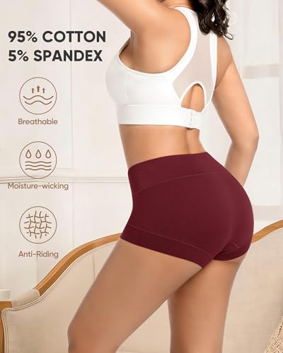 Image of MEIYATING Women's Underwear Boy Shorts Boxer Cotton Stretch Briefs Panties High Waisted Soft Plus Size 4 Pack