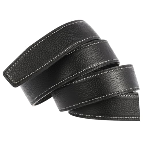 Leather Replacement Belt Leather Belt Strip Men's Automatic Buckle Belt without Buckle Black3