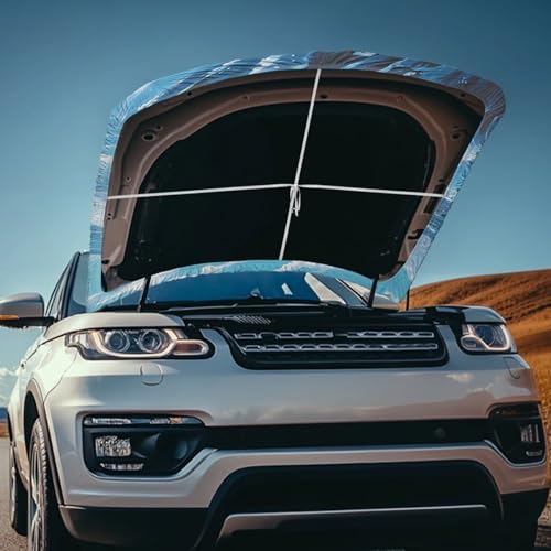 Image of Running Brown Horse Print Hood Covers for Cars, an All-Weather Waterproof Car Cover with a Windshield Snow Cover for Cars, Trucks, and Vans