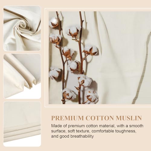 peasug 100 cotton muslin fabric 63 inch x 2 yards unbleached muslin linen fabric by the yard medium weight draping fabrics suitable for sewing embroidery garments crafts material-natural