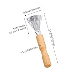 Boao Hair Brush Cleaner, 2 Pieces Mini Hair Dirt Remover Brush with Metal Wire Rake, Wooden Handle for Home and Salon Use(Handle with Groove) - Image 2