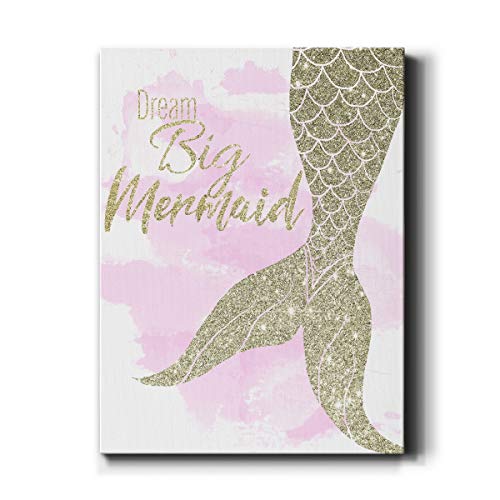 Renditions Gallery Dream Big Mermaid Wall Art, Premium Gallery Wrapped Canvas Decor, Ready to Hang, 20 in H x 16 in W, Made in America Print