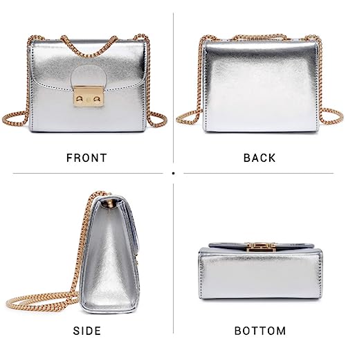 Dasein Women Small Crossbody Bag Designer Evening Bag Clutch Purse Handbag for Wedding/Prom/Party with Double Chain Strap