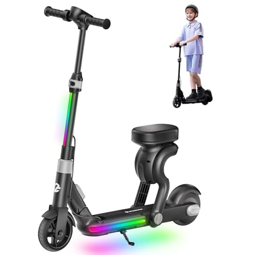 ECOROAD 2-in-1 Kids Electric Scooter EK8,200W Motor & 9 Miles Range,Up to 10 MPH,Dual Brake System,Bluetooth Music & Foldable & Adjustable Height, for