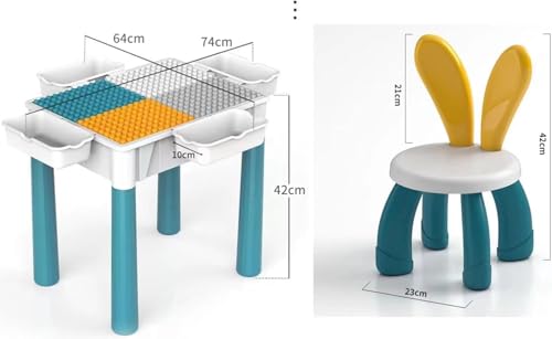 ORCHID M®Multi-Functional Educational Block Table and 1 Chair Set （Include 300 pcs building blocks）– Multi Activity Building Block Table Toy with Storage; study table and chair