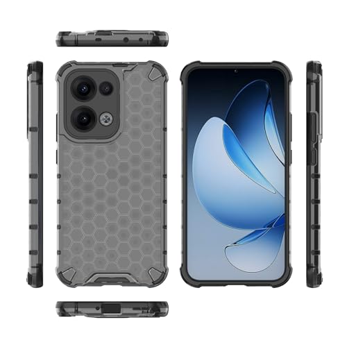 Pzwoxukhov Compatible with Oppo Reno 13 5G Case Cover,Compatible with Oppo Reno 13 5G Honeycomb Anti-Drop Shock-Absorbing Case Black