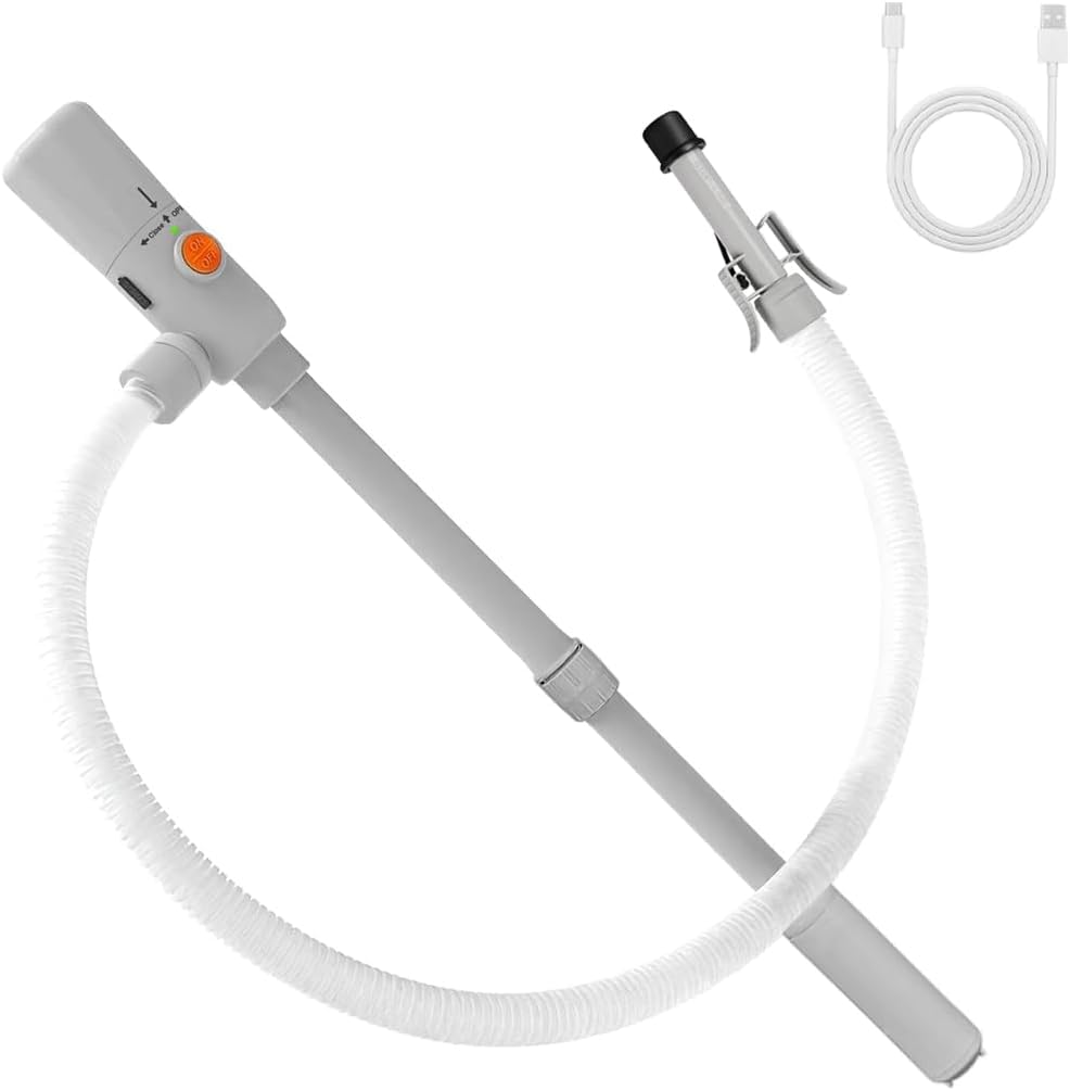 Bomba de gasolina para bidón – Doble alimentación (USB-C/AA), 3,2 GPM, bomba de transferencia de combustible eléctrica con parada automática, bomba de aceite eléctrica portátil, manguera de 51