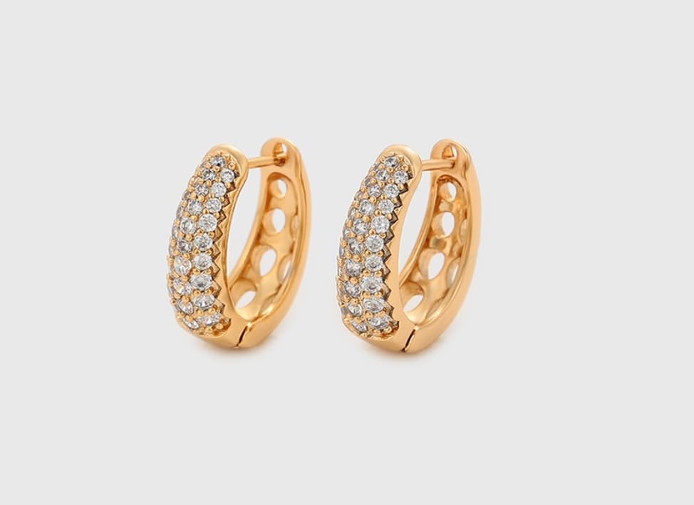 24K Gold Plated Earrings Hoop Earrings For Women With Zirconia - Image 5