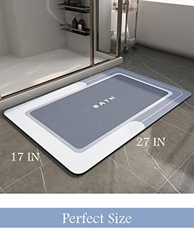 Image of MontVoo-Bath Mat-Bath Rug Non Slip Super Absorbent Stain Resistant Quick Dry Thin Bathroom Rug-Bath Mats for Bathroom Floor Bathtub Vanity-Bathmat Bath Rug Easy Care 17 inchx27 inch Blue