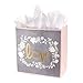 Hallmark 15" Extra Large Gift Bag with Tissue Paper (Grey, Pink, Gold Love) for Engagements, Bridal Showers, Weddings and More