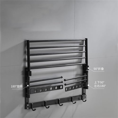 Toallero plegable giratorio y estante de secado de ropa para pared 4