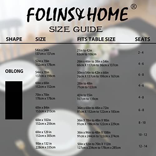 Image of FOLINS&HOME Black Rectangle Tablecloth 90 x 132 Inch Waterproof Table Cloth | Wrinkle Free Polyester Table Cloths, Spillproof Heavy Duty and Washable Table Cover for Party, Banquet - Rectangular /Oblong