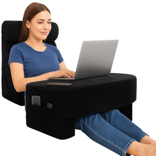Image of CUSHIO Lap Desk & Wedge Combo for Laptops, Study and Reading | Memory Foam Adjustable Wedge with Headrest for Back Support & Lap Desk Pillow-Gaming & Reading Pillow (Black)