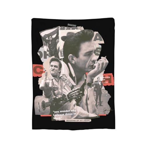 Johnny Country Music Cash Blanket Funny Graphic Aesthetics Throw Blanket Lightweight Cozy Warm Air Conditioning Blanket for All Seasons 80"X60"