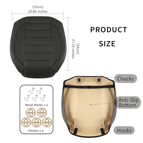 Vankerful 2 Pack Leather Front Car Seat Covers,Bottom Seat Covers for Cars,Driver Car Seat Cushion Cover for Most Vehicles,Sedan,Truck,SUV(Black) - Image 3