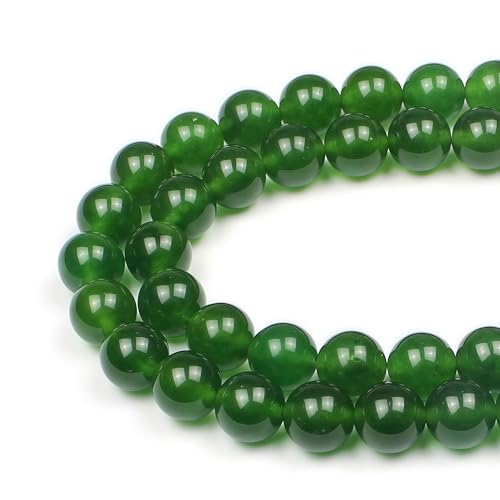 Mjdcb 10mm 35 Piezas Cuentas De Piedra Jade Verde Oliva Redondas Sueltas Piedras Semipreciosas Para Hacer Joyas Pulseras Collares