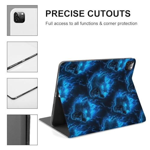 Smart case iPad Pro 11 pouces coque fine loup imprimé avec support - 3
