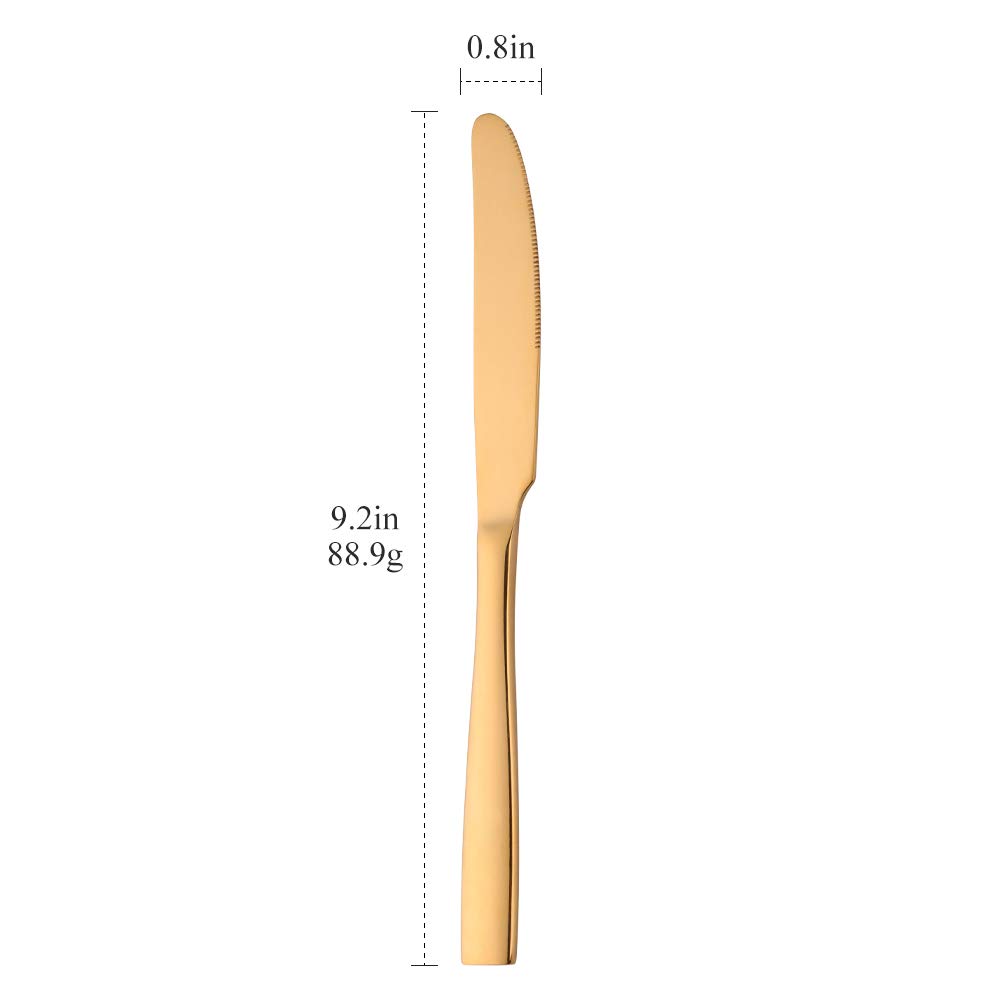 Cuchillos de cena de acero inoxidable de 12 piezas, cuchillos de mantequilla, cuchillos de mesa, juego de cubiertos clásicos, cuchillos de autógrafo para el hogar, cocina o restaurante,