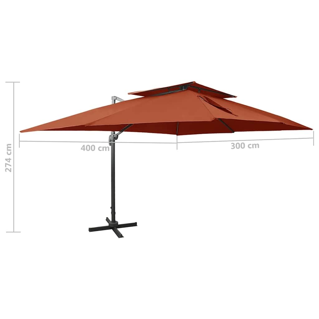 Parasol przeciwsłoneczny 400 x 300 cm, jasnoniebieski z korbą