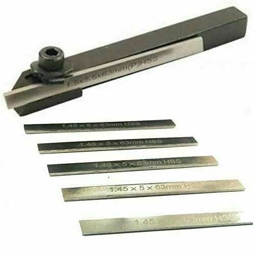 MINI LATHE PARTING CUT OFF TOOL HOLDER 8MM SHANK + 6X M2 HSS Blade