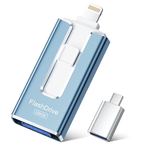 MFi Certified Flash Drive for iPhone iPad 512GB, Photo Stick for External Memory Storage, Easily Back Up and Save Photos Videos, USB Memory Stick Thumb Drive for iPhone/iPad/Android/PC (Sky Blue)
