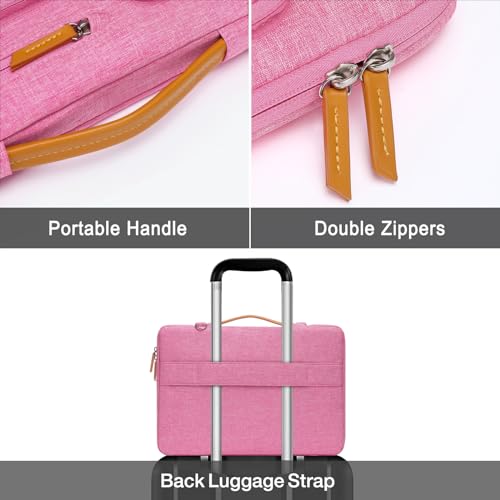 Image of MOSISO 360 Protective Laptop Shoulder Bag,15-15.6 inch Computer Bags Compatible with MacBook Pro 16 inch, HP, Dell, Lenovo, Asus Notebook,Side Open Messenger Bag with 4 Zipper Pockets, Rose Red