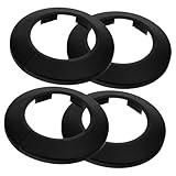 Kisangel 4 piezas Cubierta para Brida de Inodoro y Ducha de PVC Negro Resistente y Fácil de Instalar Protección Decorativa para Tuberías y Orificios de Agua y Fuego