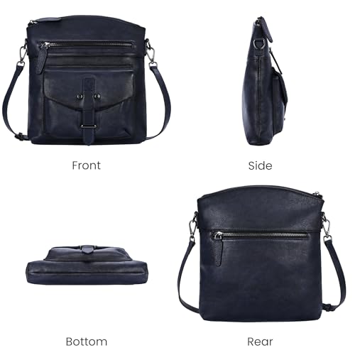 Image of HESHE Leather Crossbody Bags for Women Shoulder Handbags Satchel Purse | Spacious Medium Crossover Shoulder Purse with Adjustable Sling Straps Lightweight Hobo Bags for Work,Travel and Daily Use