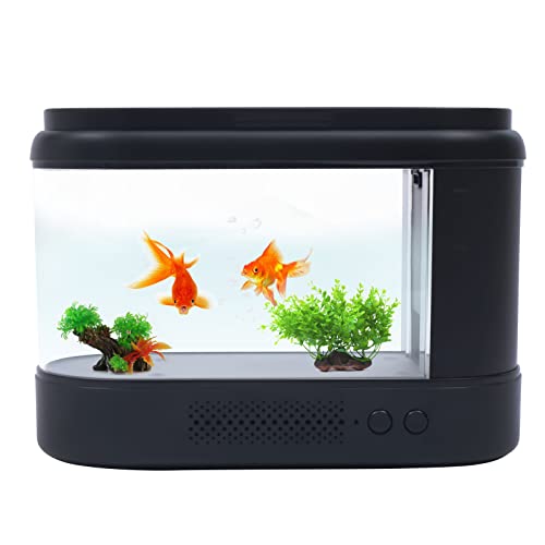 Wupyi 1.8 Gallon Fish Tank,Small Desktop Self-Cleaning Fish Tank With Led Color Light Diy Goldfish Betta Fish Tank Aquarium Mini Fish Tank #TOP3