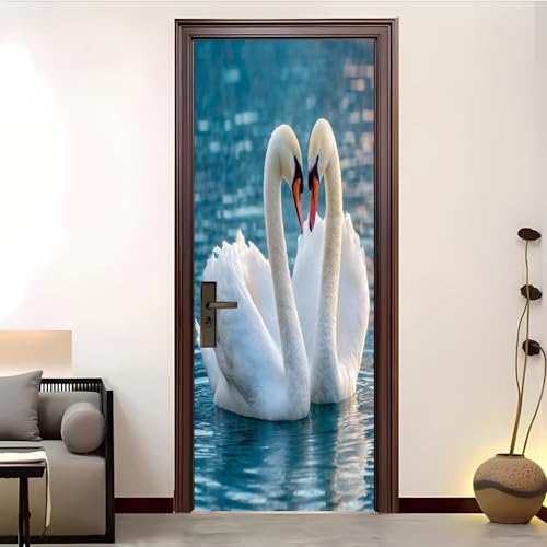 Pegatinas Para Puertas Autoadhesivo 86x200 cm CorazóN RomáNtico De Animal Pegatinas Para Puertas Azul 3D Pegatinas Impermeables ExtraíBles Adecuado, DecoracióN Del Hogar