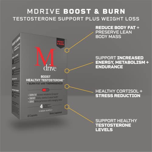 Mdrive Boost And Burn Testosterone Booster And Fat Burner For Men, Energy, Strength, Stress Relief, Ksm-66 Ashwagandha, Advantra Z, Chromax, 60 Capsules #TOP6