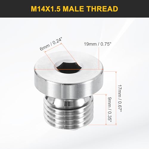 Tapones M14 x 1.5 de acero inoxidable 304 hexagonal macho con junta 4 unidades 3