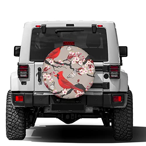 Image of Delerain Birds and Blooming Cherry Spare Tire Covers Waterproof Dust-Proof Spare Wheel Cover Universal Fit for, Trailer, RV, SUV, Truck and Many Vehicle (17 Inch for Diameter 31 inch-33 inch)