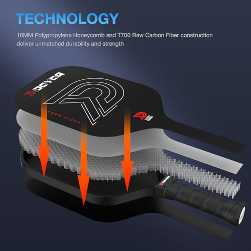 Image of DGYGQ Pickleball Paddles with Polypropylene Honeycomb Core, T700SC Power Carbon Fiber Pickleball Paddle, Increased Power for Ultimate Spin & Consistency
