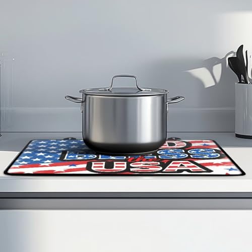 Image of Poceacles 250th Independence Day Decor Stove Cover for America 250th Anniversary Stovetop Protector Cover Induction Electric Stove Burner Mat for 4th of July, American Flag Print