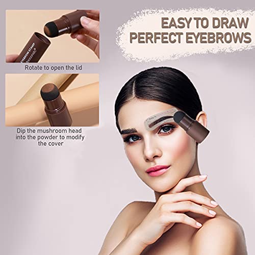 Ibcccndc One Step Eyebrow Stamp Shaping Kit - Eyebrow Powder Stamp With 10 Reusable Eyebrow Stencils 2 Eyebrow Pen Brushes, Long Lasting Waterproof Eyebrow Makeup (Dark Brown) #TOP5