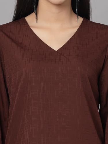 Image of Style Quotient Women Black Self Design Polyester Regular Smart Casual Top