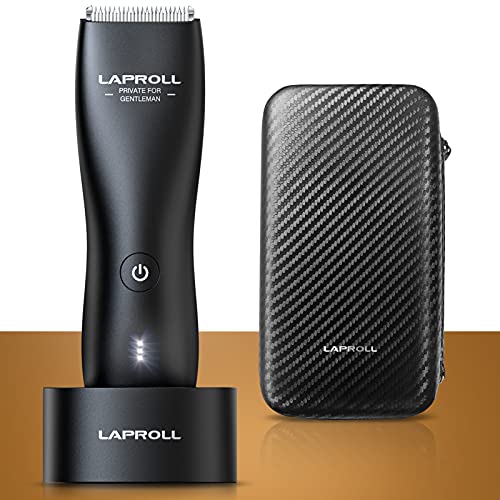 Electric Groin Hair Trimmer for Men, Body Hair Trimmer with Case, Waterproof Wet Dry Body Groomer Ball Back Shavers for Men, Ultimate Male Hygiene Razor, Ceramic Blade Head, Charging Dock