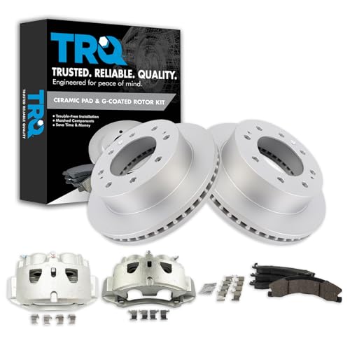 TRQ Front Brake Pad & Rotor Kit Premium G-Coated Ceramic Compatible with 2016-2018 Chevrolet Suburban 3500 HD